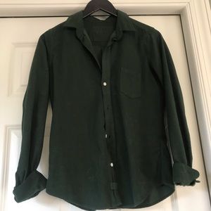 Frank and Eileen Barry dark green button down